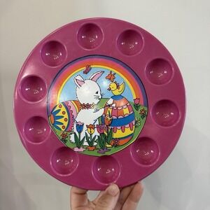 Vintage Ullmanware Easter Egg Tray Pink Plastic Bunny Tray Holds 10 Eggs Chick‎